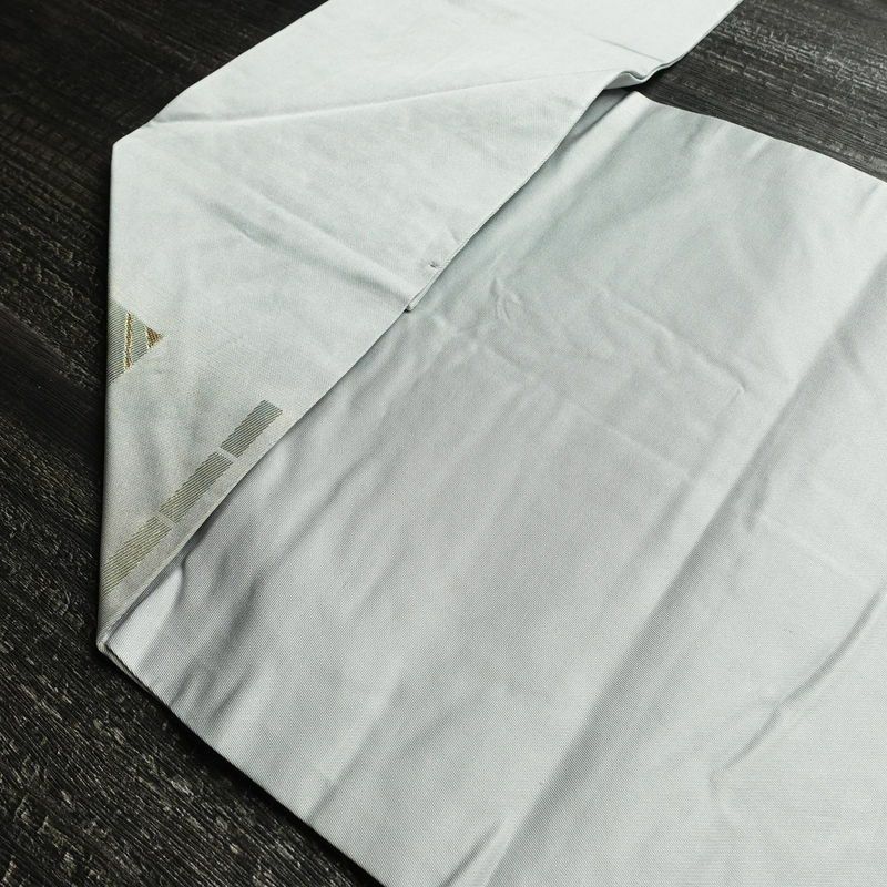 名古屋帯 太鼓柄 正絹 幾何学柄・抽象柄 名古屋仕立て 箔 金糸 帯 青・紺_画像19