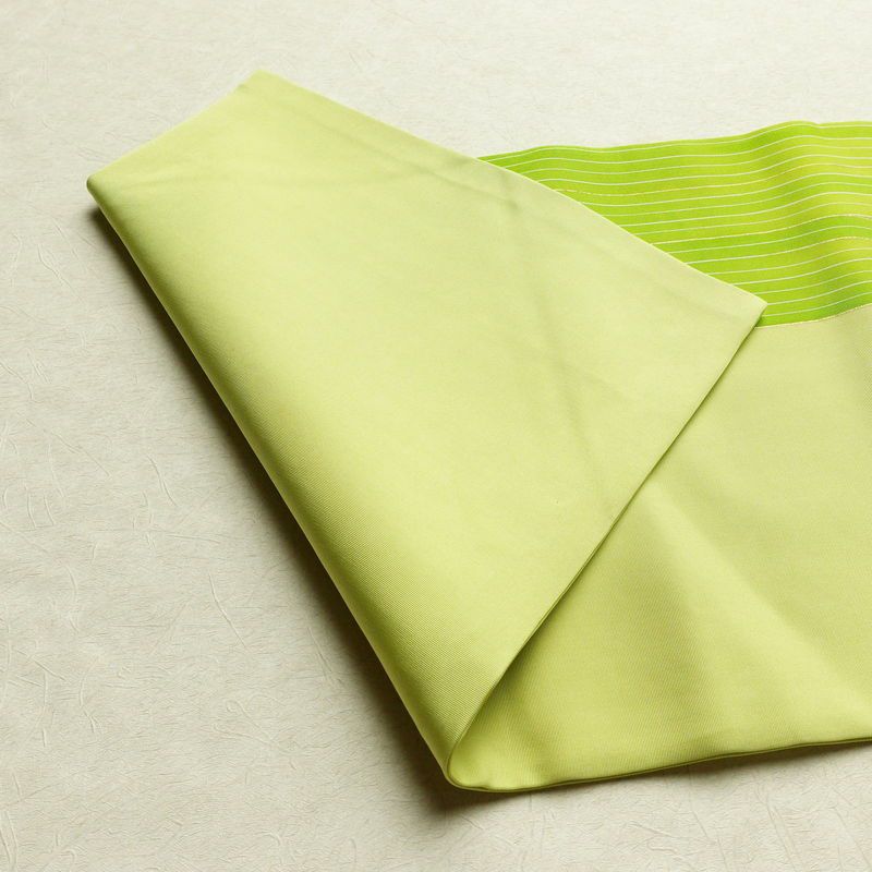 名古屋帯 太鼓柄 良品 金駒刺繍 正絹 花柄 名古屋仕立て 金彩 帯 緑・うぐいす色_画像10