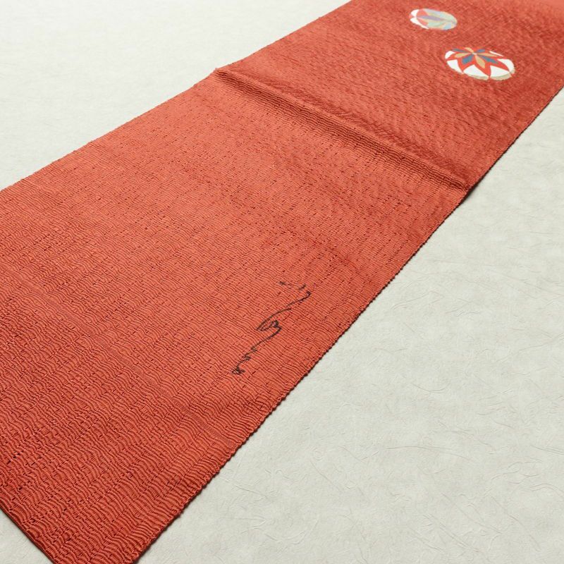 名古屋帯 太鼓柄 美品 正絹 名古屋仕立て 鞠 帯 ピンク_画像8