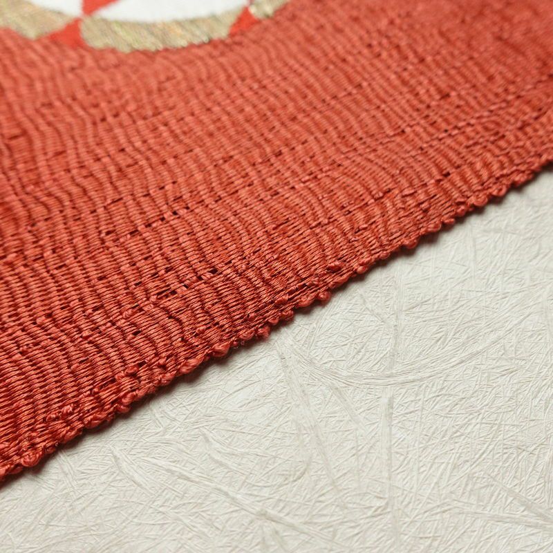 名古屋帯 太鼓柄 美品 正絹 名古屋仕立て 鞠 帯 ピンク_画像13