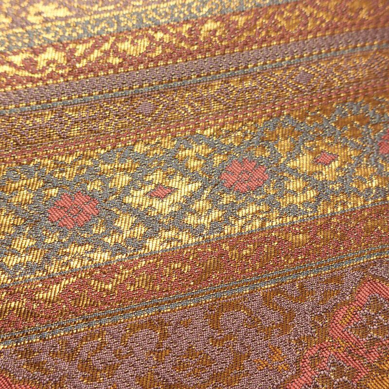 袋帯 六通柄 フォーマル用 正絹 縞柄・線柄 箔 帯 紫・藤色_画像4