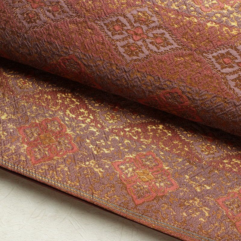 袋帯 六通柄 フォーマル用 正絹 縞柄・線柄 箔 帯 紫・藤色_画像7