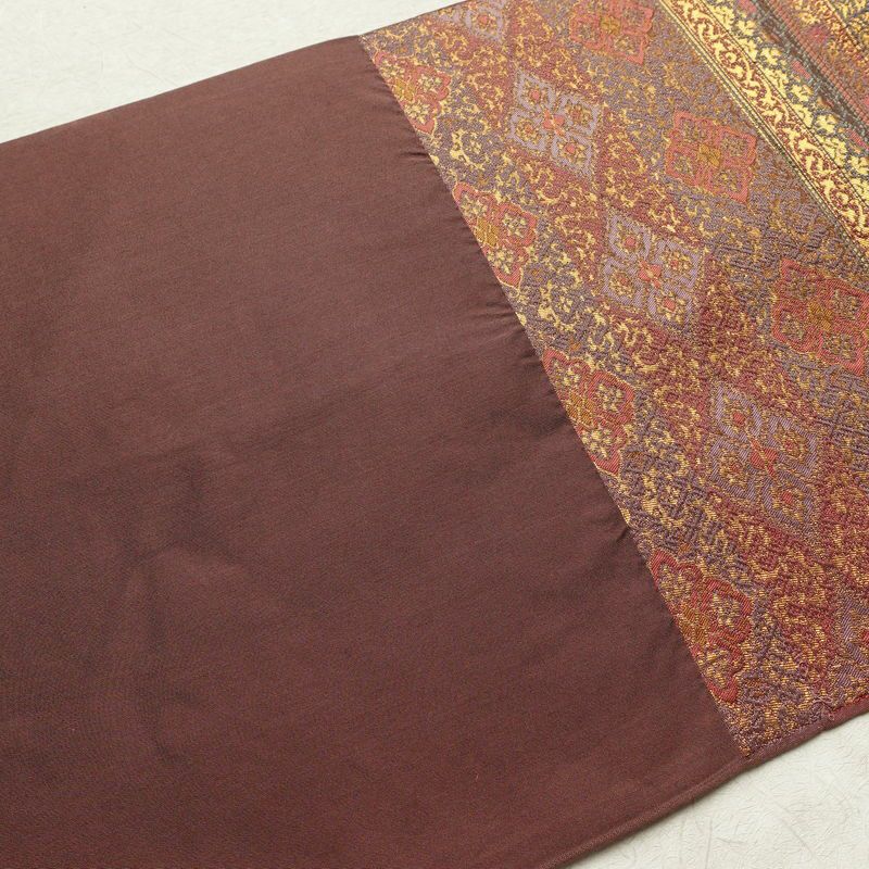 袋帯 六通柄 フォーマル用 正絹 縞柄・線柄 箔 帯 紫・藤色_画像16