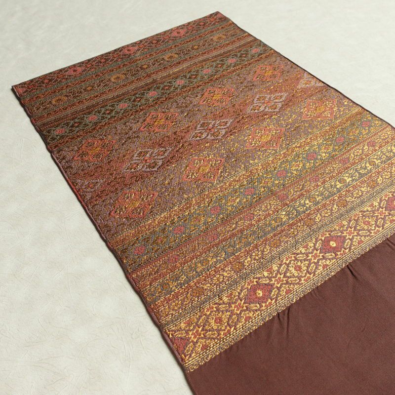 袋帯 六通柄 フォーマル用 正絹 縞柄・線柄 箔 帯 紫・藤色_画像17