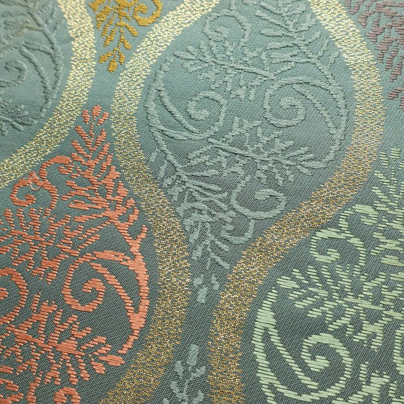 袋帯 六通柄 フォーマル用 正絹 流水・波柄 立涌 帯 緑・うぐいす色_画像4