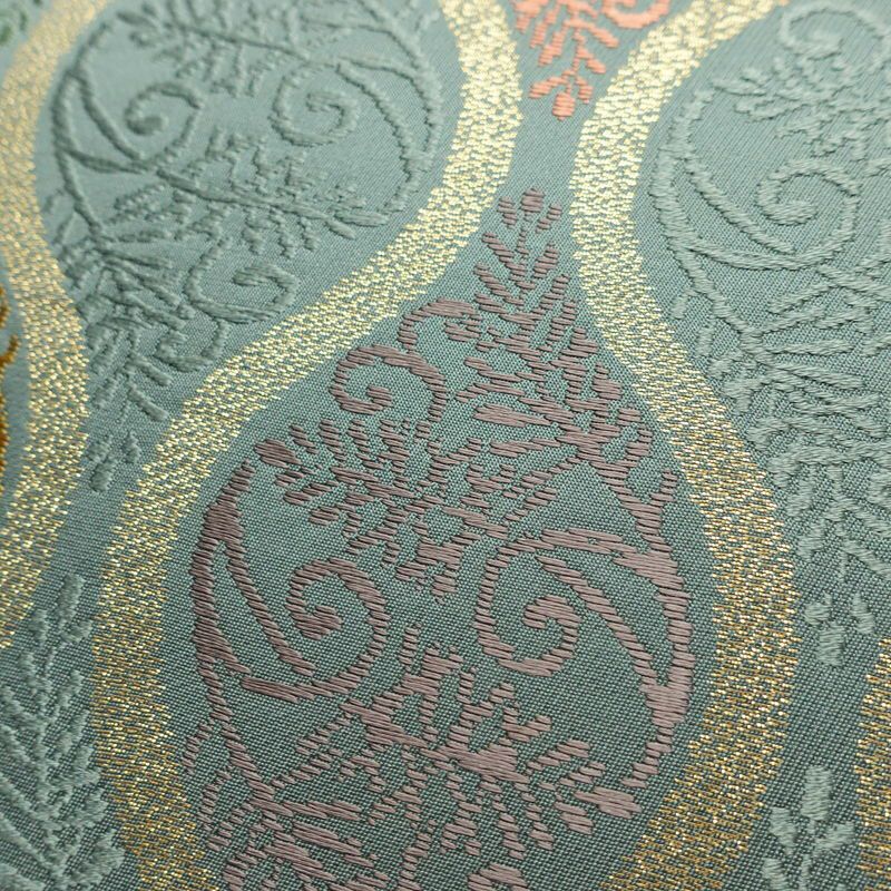 袋帯 六通柄 フォーマル用 正絹 流水・波柄 立涌 帯 緑・うぐいす色_画像6