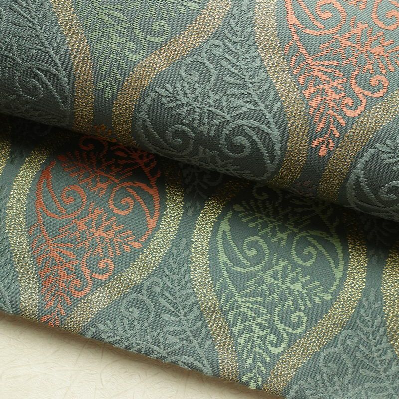 袋帯 六通柄 フォーマル用 正絹 流水・波柄 立涌 帯 緑・うぐいす色_画像8