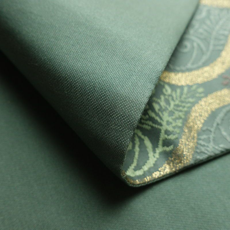 袋帯 六通柄 フォーマル用 正絹 流水・波柄 立涌 帯 緑・うぐいす色_画像11