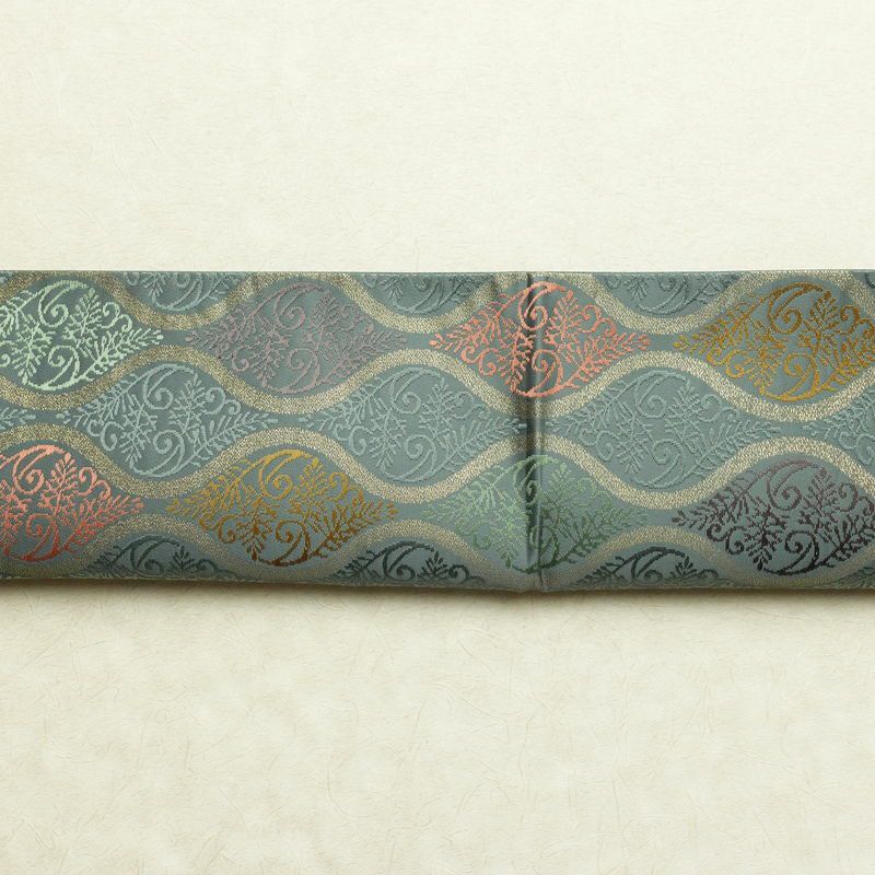 袋帯 六通柄 フォーマル用 正絹 流水・波柄 立涌 帯 緑・うぐいす色_画像15