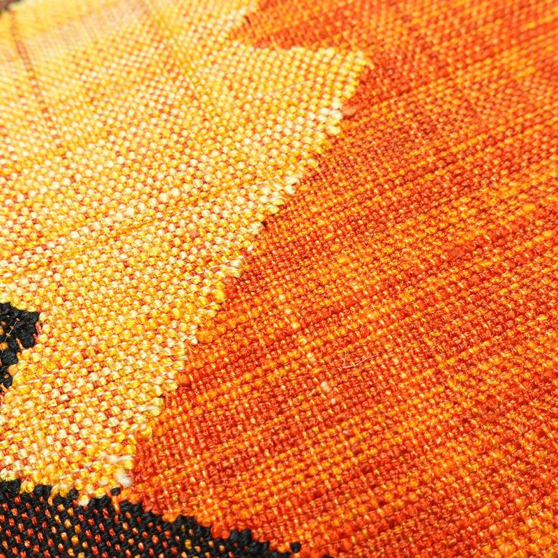 名古屋帯 紬地 六通柄 美品 正絹 幾何学柄・抽象柄 松葉仕立て 帯 橙_画像4