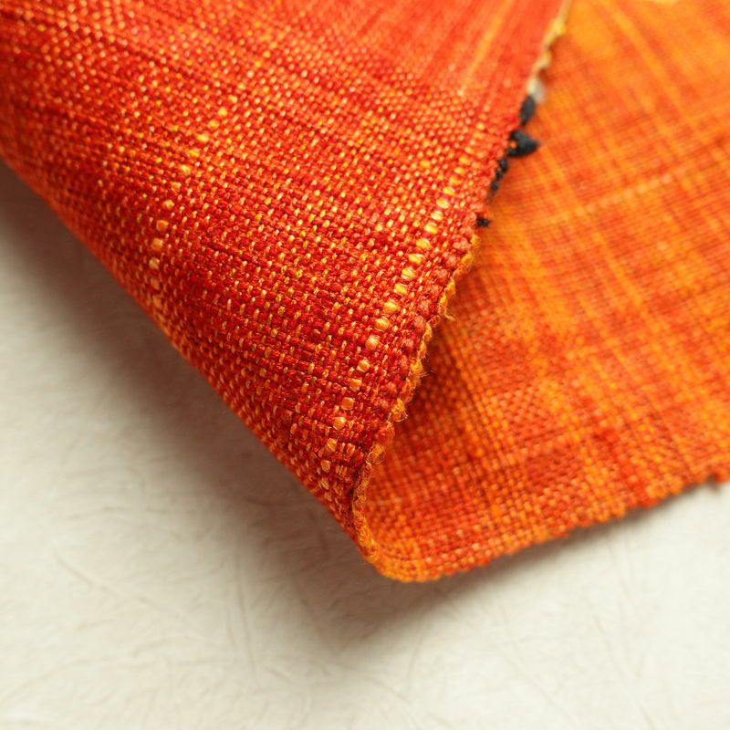 名古屋帯 紬地 六通柄 美品 正絹 幾何学柄・抽象柄 松葉仕立て 帯 橙_画像10