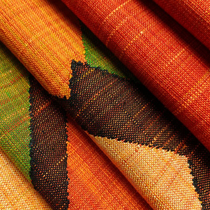 名古屋帯 紬地 六通柄 美品 正絹 幾何学柄・抽象柄 松葉仕立て 帯 橙_画像21