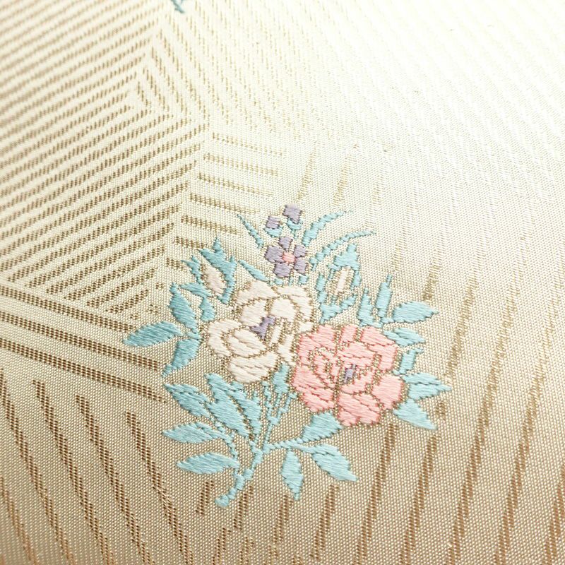 名古屋帯 六通柄 良品 正絹 花柄 名古屋仕立て 箔 帯 ピンク_画像3