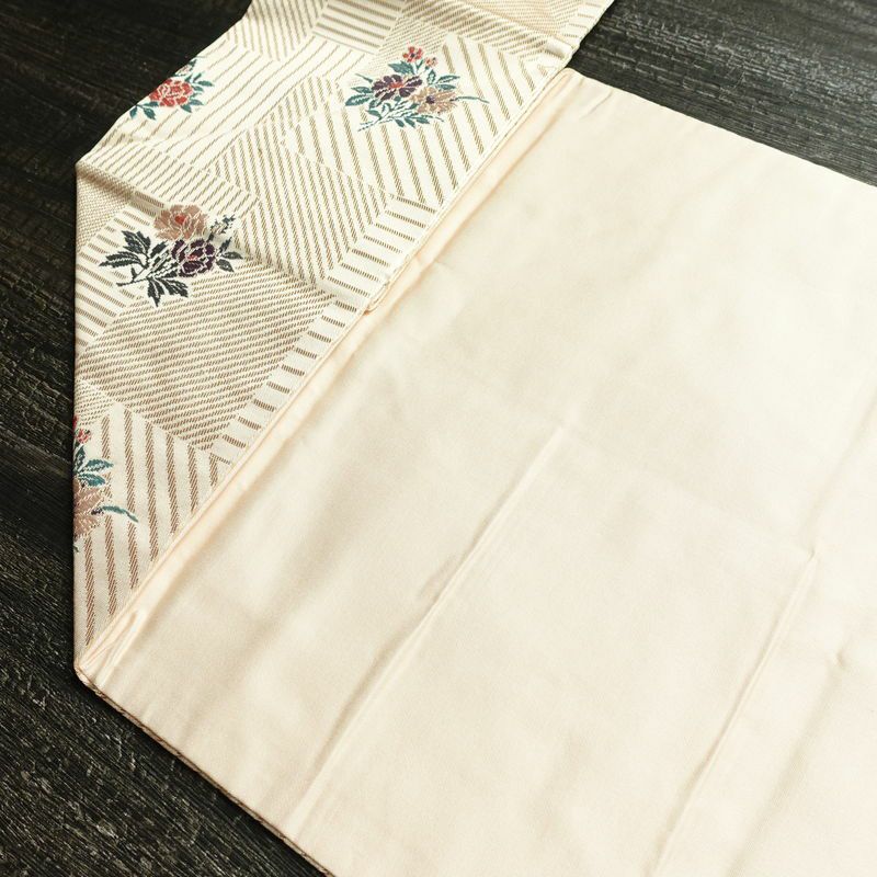 名古屋帯 六通柄 良品 正絹 花柄 名古屋仕立て 箔 帯 ピンク_画像21