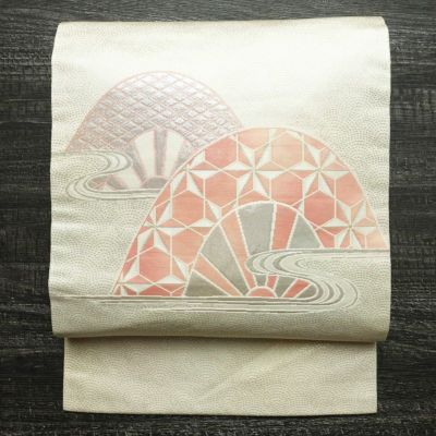 名古屋帯 やまとオリジナル パール箔 太鼓柄 正絹 古典柄 名古屋仕立て