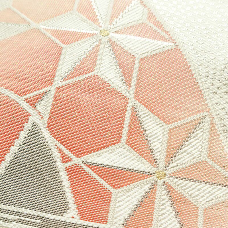 名古屋帯 やまとオリジナル パール箔 太鼓柄 正絹 古典柄 名古屋仕立て 箔 銀糸 帯 白_画像3