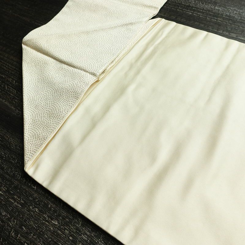 名古屋帯 やまとオリジナル パール箔 太鼓柄 正絹 古典柄 名古屋仕立て 箔 銀糸 帯 白_画像18