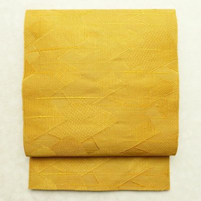 名古屋帯 全通柄 正絹 古典柄 松葉仕立て 帯 黄・黄土色