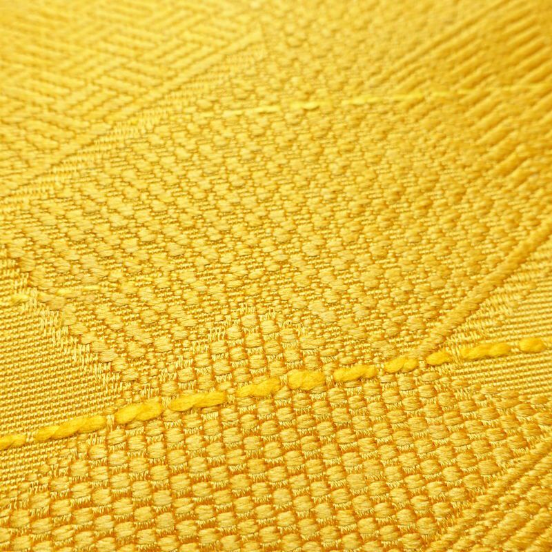 名古屋帯 全通柄 正絹 古典柄 松葉仕立て 帯 黄・黄土色_画像4