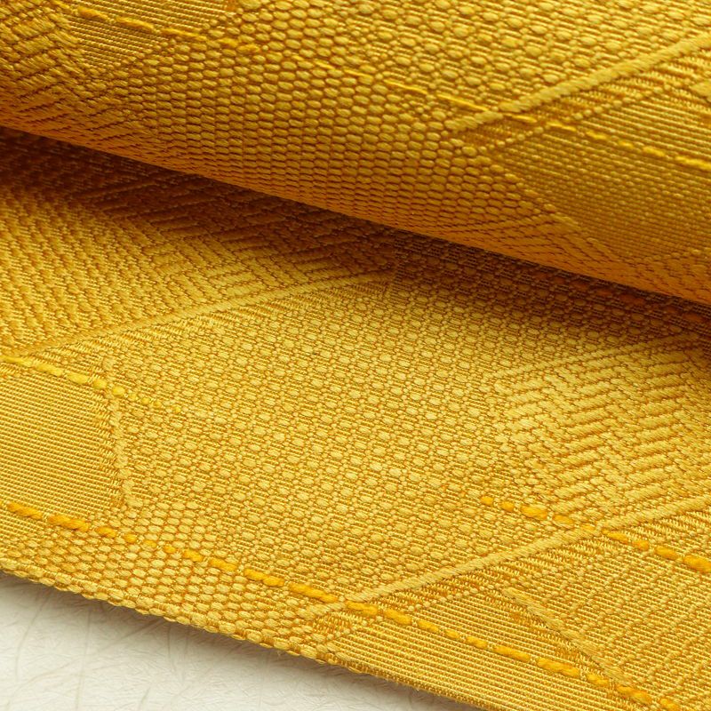 名古屋帯 全通柄 正絹 古典柄 松葉仕立て 帯 黄・黄土色_画像7