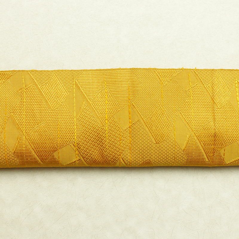 名古屋帯 全通柄 正絹 古典柄 松葉仕立て 帯 黄・黄土色_画像13