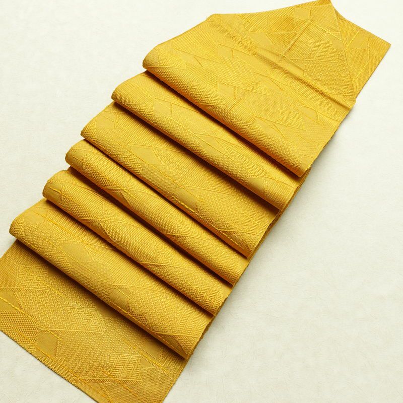 名古屋帯 全通柄 正絹 古典柄 松葉仕立て 帯 黄・黄土色_画像19