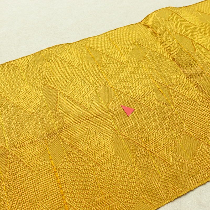 名古屋帯 全通柄 正絹 古典柄 松葉仕立て 帯 黄・黄土色_画像21