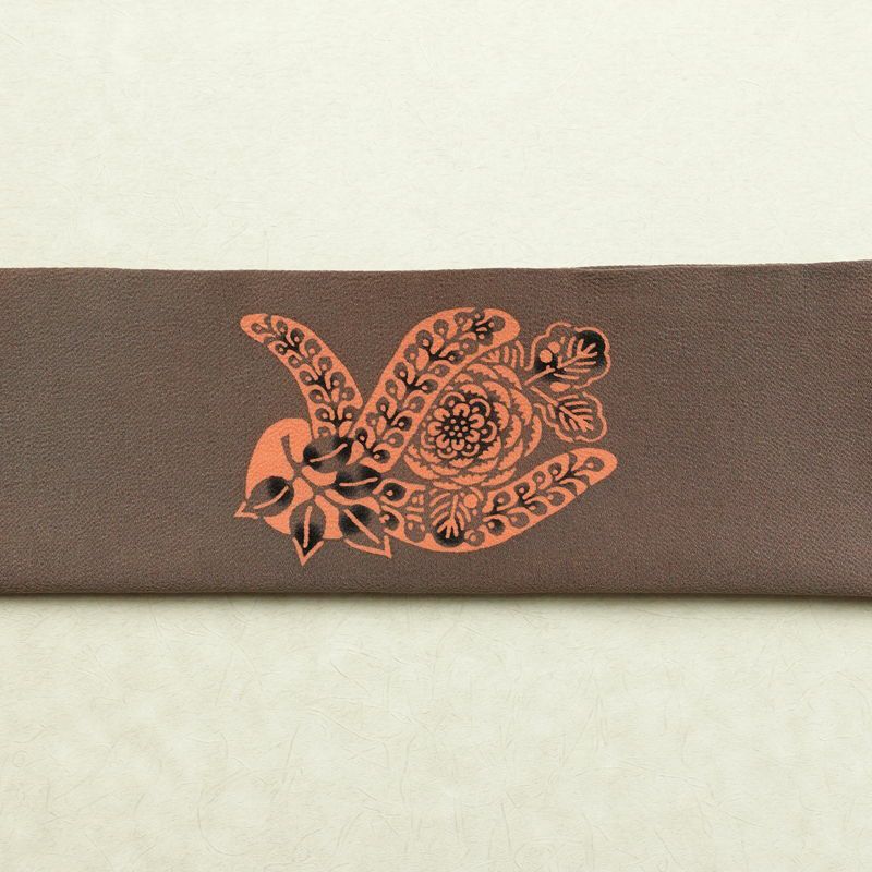 名古屋帯 草木手染 太鼓柄 縮緬 正絹 花柄 通し仕立て 帯 紫・藤色_画像14