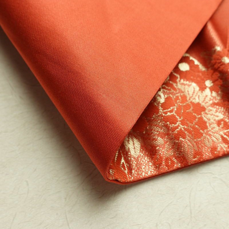 名古屋帯 桃山招宴文 本金箔 太鼓柄 美品 正絹 花柄 名古屋仕立て 箔 フォーマル 扇面 帯 赤・朱_画像10