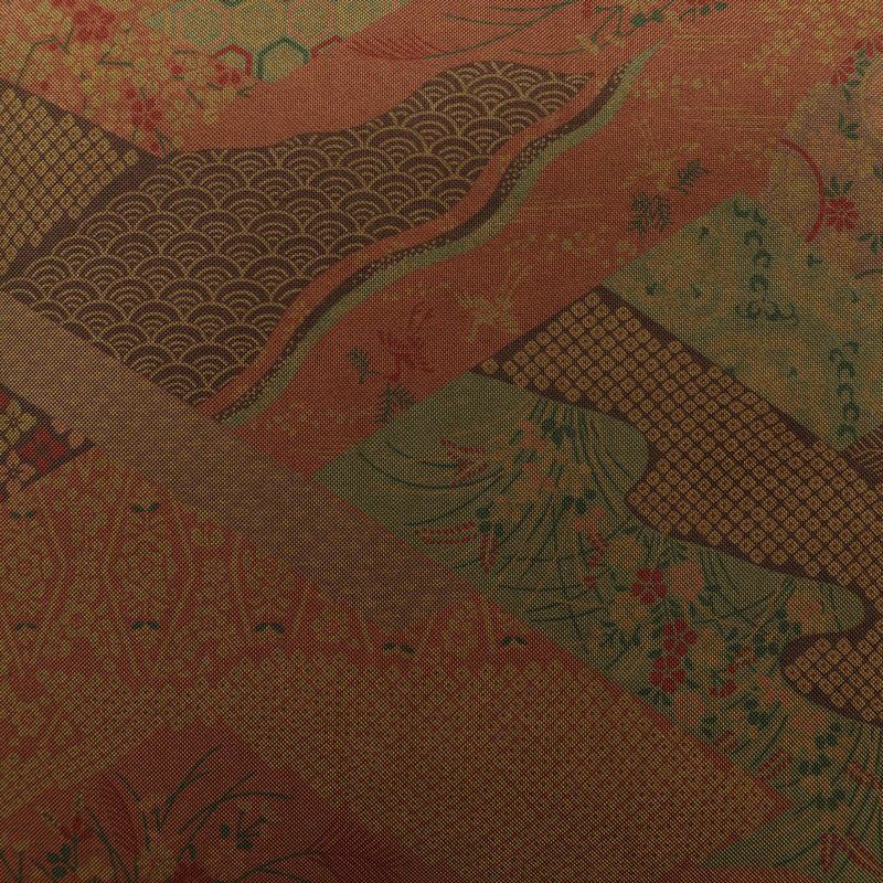 袋帯 全通柄 良品 一般用 正絹 古典柄 帯 茶_画像2