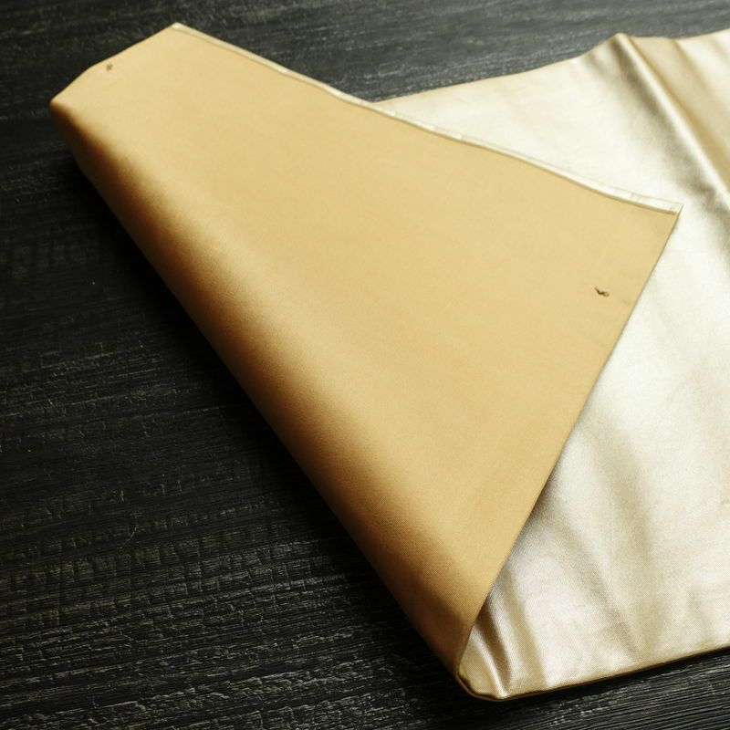 名古屋帯 太鼓柄 正絹 幾何学柄・抽象柄 名古屋仕立て 箔 刺繍 帯 黄・黄土色_画像11