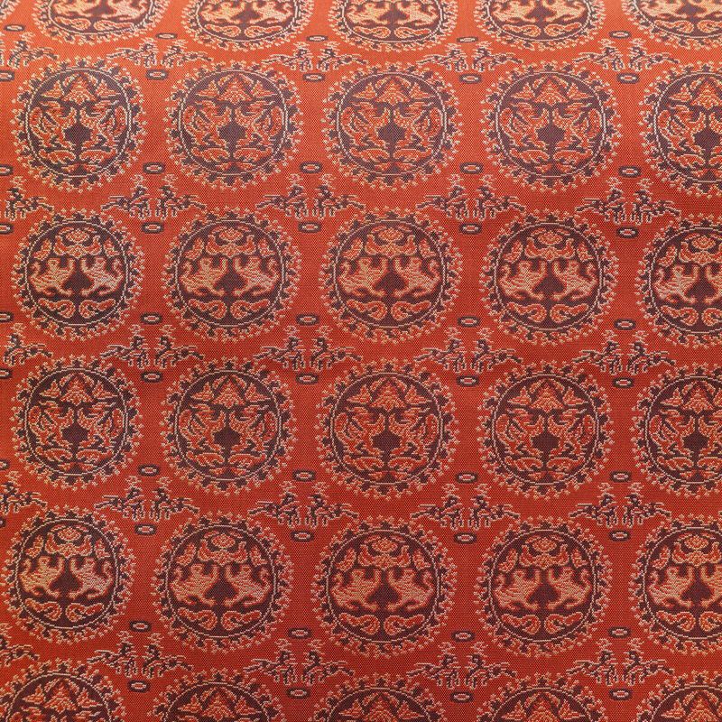 名古屋帯 全通柄 美品 正絹 幾何学柄・抽象柄 名古屋仕立て 帯 赤・朱_画像2