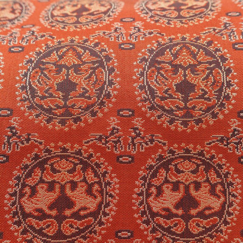 名古屋帯 全通柄 美品 正絹 幾何学柄・抽象柄 名古屋仕立て 帯 赤・朱_画像5