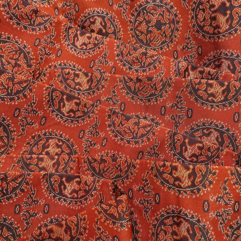 名古屋帯 全通柄 美品 正絹 幾何学柄・抽象柄 名古屋仕立て 帯 赤・朱_画像17