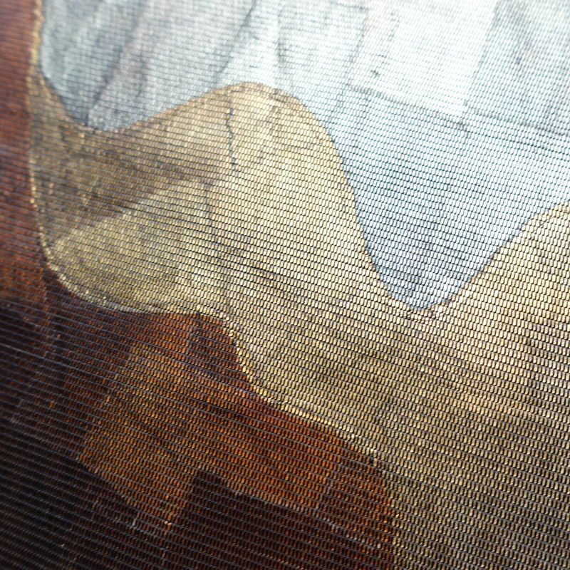 名古屋帯 太鼓柄 正絹 幾何学柄・抽象柄 名古屋仕立て 比翼仕立て 箔 帯 青・紺_画像5