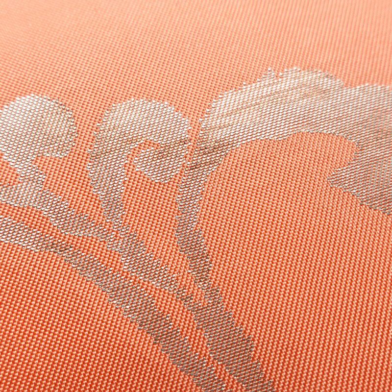 名古屋帯 六通柄 正絹 木の葉・植物柄 名古屋仕立て 箔 帯 ピンク_画像6