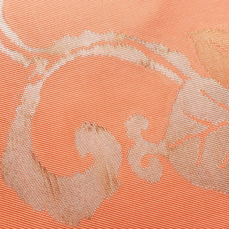 名古屋帯 六通柄 正絹 木の葉・植物柄 名古屋仕立て 箔 帯 ピンク_画像14