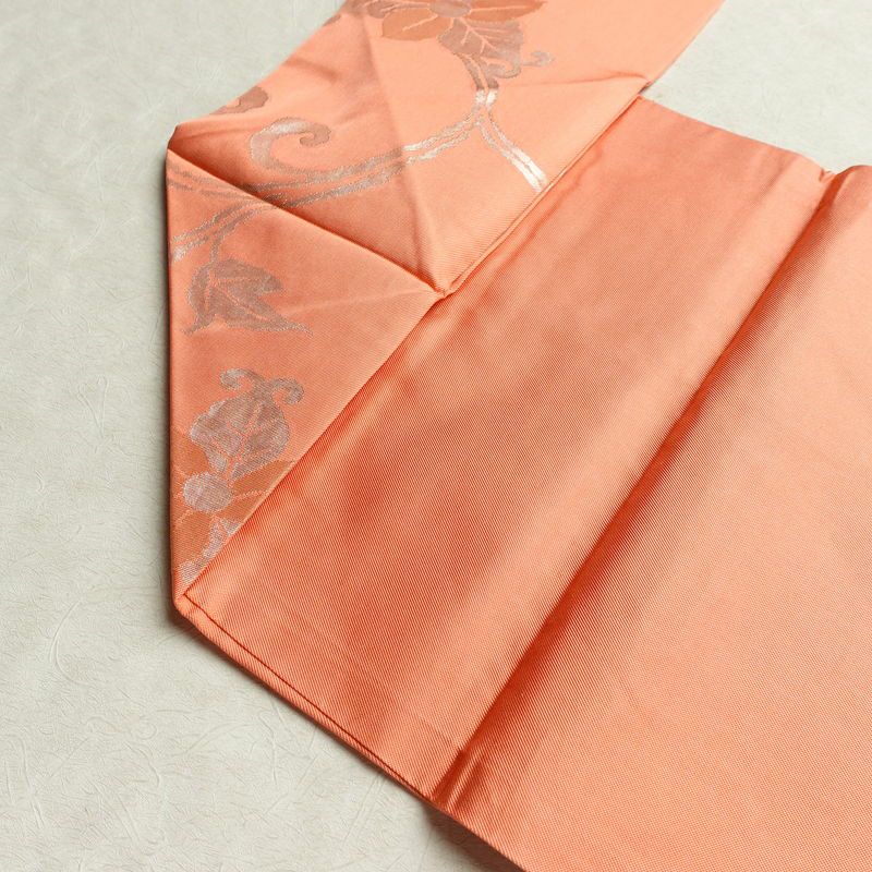 名古屋帯 六通柄 正絹 木の葉・植物柄 名古屋仕立て 箔 帯 ピンク_画像19