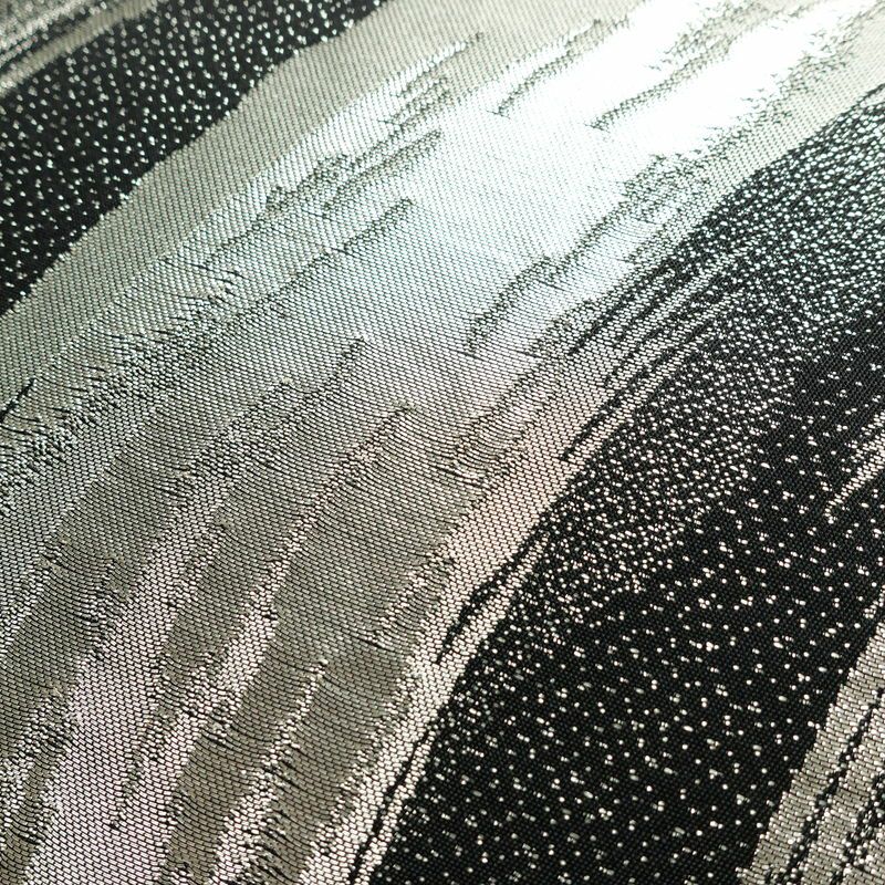 袋帯 六通柄 良品 フォーマル用 正絹 流水・波柄 箔 帯 黒_画像3