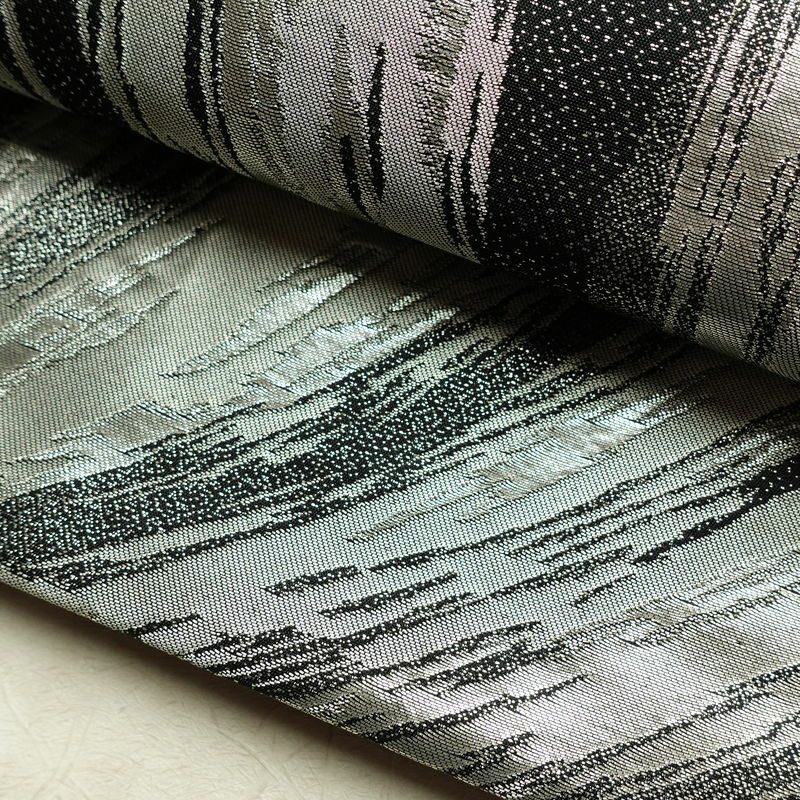 袋帯 六通柄 良品 フォーマル用 正絹 流水・波柄 箔 帯 黒_画像7