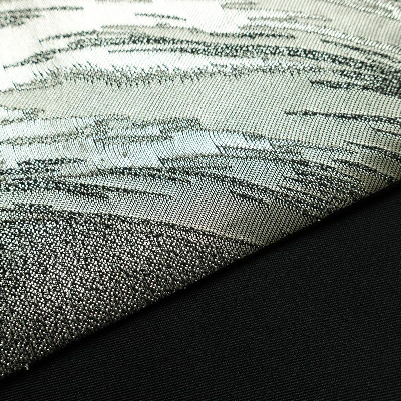 袋帯 六通柄 良品 フォーマル用 正絹 流水・波柄 箔 帯 黒_画像11