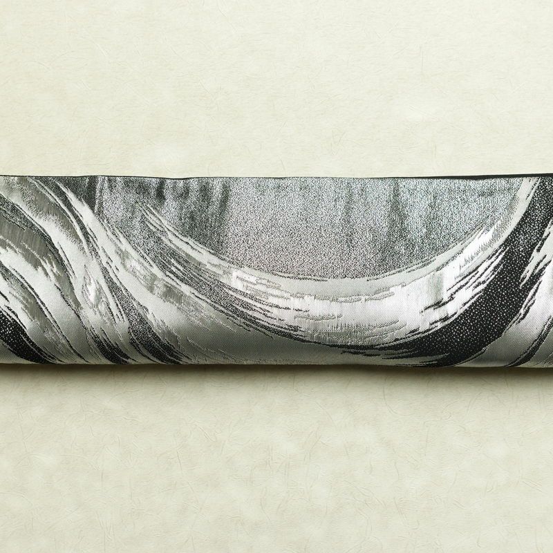 袋帯 六通柄 良品 フォーマル用 正絹 流水・波柄 箔 帯 黒_画像13