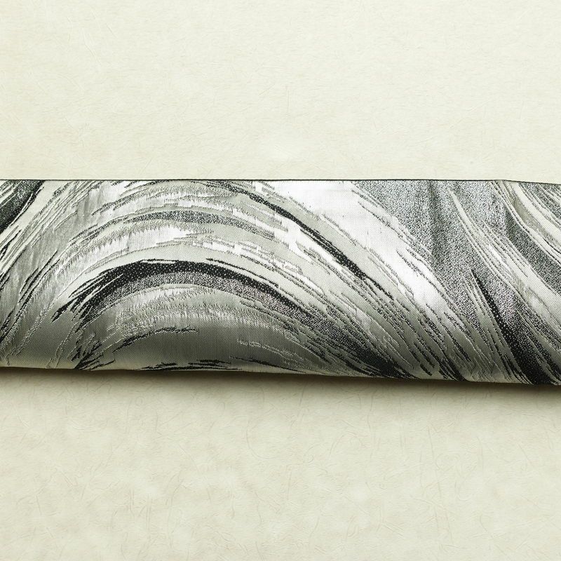袋帯 六通柄 良品 フォーマル用 正絹 流水・波柄 箔 帯 黒_画像14