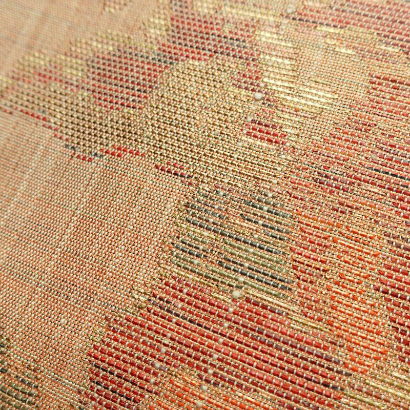 袋帯 手織 草木染紬帯 六通柄 良品 一般用 正絹 花柄 金糸 帯 くすみオレンジ 橙_画像7