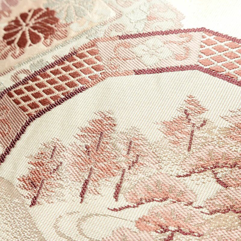 名古屋帯 太鼓柄 正絹 風景柄 名古屋仕立て ピンク_画像5