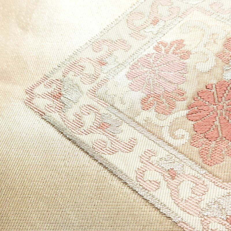 名古屋帯 太鼓柄 正絹 風景柄 名古屋仕立て ピンク_画像6