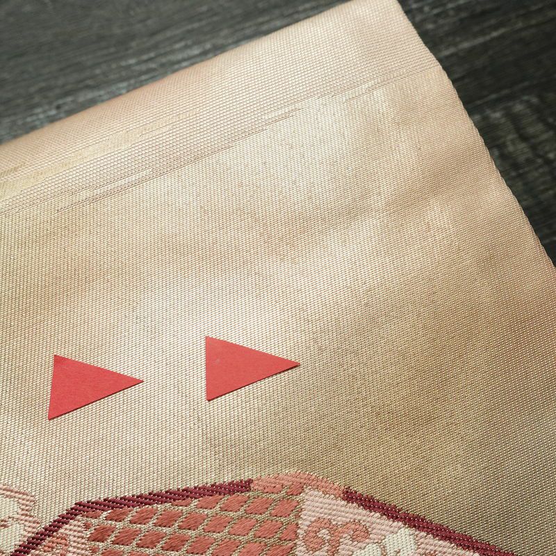 名古屋帯 太鼓柄 正絹 風景柄 名古屋仕立て ピンク_画像7