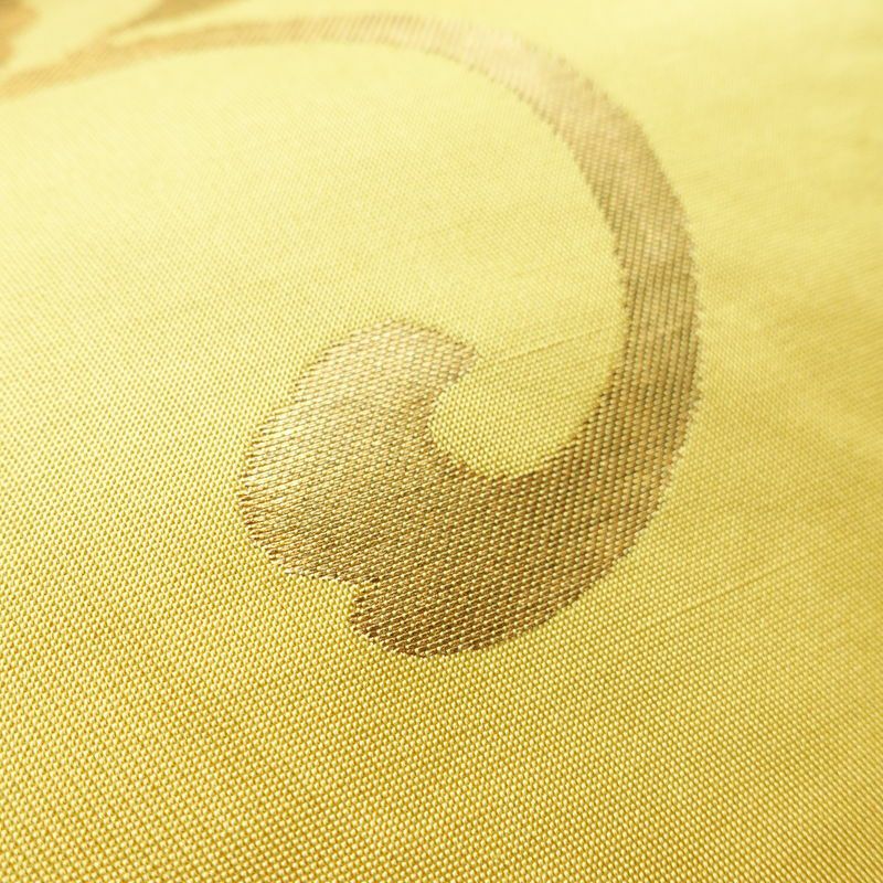 袋帯 六通柄 フォーマル用 正絹 花柄 箔 帯 黄・黄土色_画像5