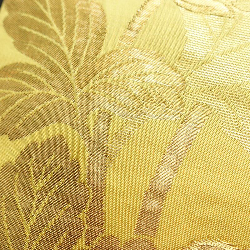 袋帯 六通柄 フォーマル用 正絹 花柄 箔 帯 黄・黄土色_画像6