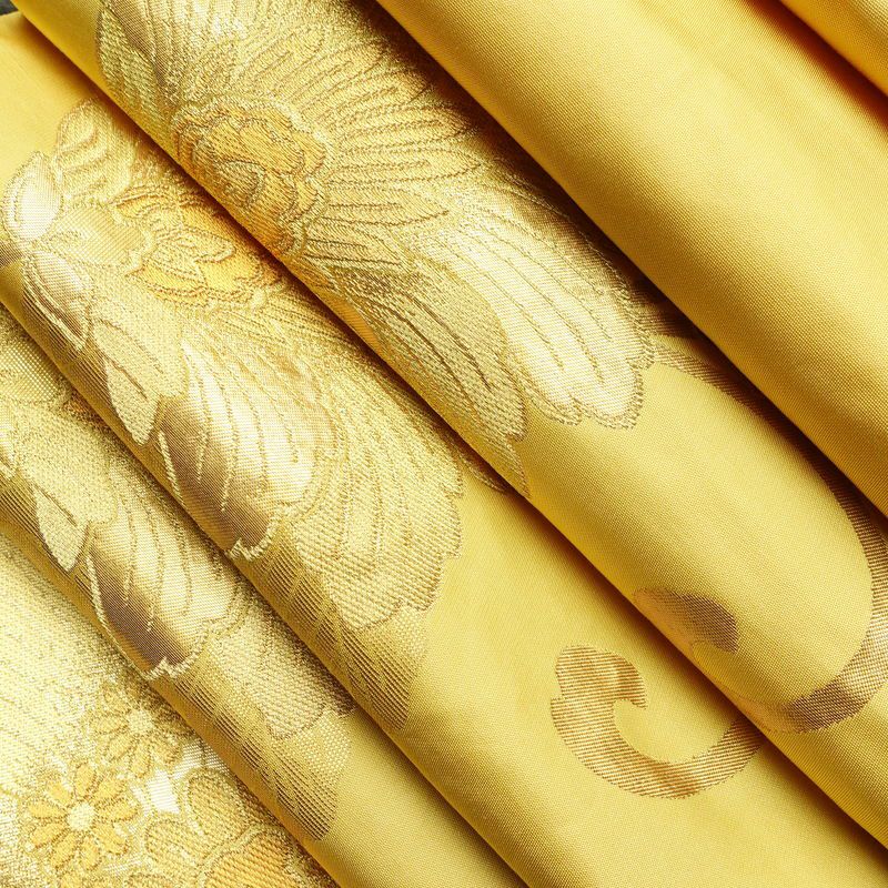 袋帯 六通柄 フォーマル用 正絹 花柄 箔 帯 黄・黄土色_画像20